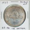 Image 1 : 1937 Double HP Canadian Silver Dollar. EF-40 or higher.