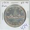 Image 1 : 1954 Full Water Lines Canadian Silver Dollar. EF-40.