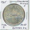 Image 1 : 1965 Small Beads, Pointed 5 Canadian Silver Dollar. Type I. MS-63 with Rotated Die. Nice.