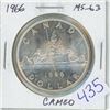 Image 1 : 1966 Large Beads Canadian Silver Dollar. MS-63 with Cameo. Nice.