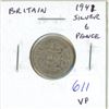 Image 1 : Great Britain. 1941 Silver 6 Pence. World War II issue. VF.