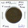 Image 1 : Lower Canada. 1837 Quebec Bank Half Penny Un Sou Pre-Confederation Token. LC-8B2. V in PROVINCE lowe