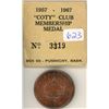 Image 1 : 1957 – 1967 COTY Club Membership Bronze Medal Number 3319. Housed in its original envelope. BU.
