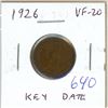 Image 1 : 1926 Canadian Small Cent. Key Date. VF-20.