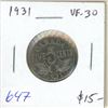 Image 1 : 1931 Canadian Nickel 5 Cents. VF-30. Nice.