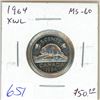 Image 1 : 1964 Extra Water Line 5 Cents. MS-60. Lustrous. Scarce.
