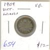 Image 1 : 1909 Victorian Leaves Silver 10 Cents. VG-8.