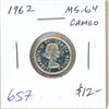 Image 1 : 1962 Silver 10 Cents. MS-64 with Cameo. Bright White.