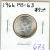 Image 1 : 1966 Silver 25 Cents. MS-63. Lightly Toned & Lustrous.