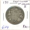 Image 1 : 1911 Silver 50 Cents. The first 50 Cents issued for George V. VG-8.