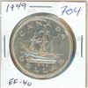 Image 1 : 1949 Silver Dollar. Commemorates Newfoundland joining Canada. John Cabot’s ship Matthew. EF-40. Nice