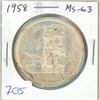 Image 1 : 1958 BC Centennial Silver Dollar. Popular Totem Pole. MS-63. Nice.