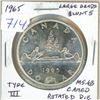 Image 1 : 1965 Type III Silver Dollar. Large Beads, Blunt 5. MS-63 Cameo. Rotated Die. Nice.