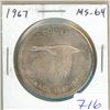 Image 1 : 1967 Centennial Silver Dollar. Canada Goose. MS-64. Lightly Toned. Nice.