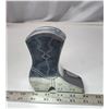 Image 1 : Bombay Duck London Aluminum Cowboy Boot Piggy Bank - vintage 1990's 5 x 4.5"
