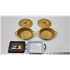 Image 2 : 3 small ovenproof casseroles with lids, 2 Gold 7 x 4 " & 1  Brown 4.5 x 3 "