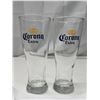 Image 2 : 2 Vintage Corona EXTRA 1/2 Pint Beer Glasses Etched Logo - Collectible