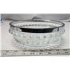 Image 2 : Diamond Cut Bowl with Silver Plated Rim - 1970's - 8.5" Heavy Glass Lovely