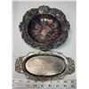 Image 1 : Rogers Silver Ornate Bowl (stamped) 7.5" & Small Plated Tray 8" vintage 1960's
