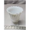 Image 3 : Vintage Milk Glass Pedestal Compote - Fluted 1950's Pristine