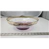 Image 2 : Beautiful Amethyst Salad/Fruit Bowl - Large 12" Gold Filegree Pattern Mid-century