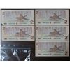 Image 2 : 5x 1986 Canada 2 dollar bird bills (3 are in sequence)