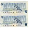 Image 2 : 2x 1986 Canada 5 dollar bird bill
