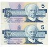 Image 1 : 2x 1986 Canada 5 dollar bird bill