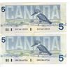 Image 2 : 2x 1986 Canada 5 dollar bird bill