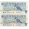 Image 2 : 2x 1986 Canada 5 dollar bird bill