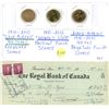 Image 1 : Three Loonies; 2010 Sask Riders, 2010 Women's Vote, 2010 Navy-Marine and Royal Bank of Canada Cheque