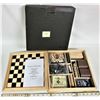 Image 1 : New "Leeds" 5 Game Chest Checkers, Chess, Cribbage, Dominoes, Back Gammon