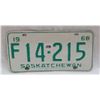 Image 1 : 1968 Farm, Saskatchewan license plate