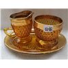 Image 1 : Amber and Gold depression glass "Anniversary" cream and sugar set