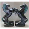 Image 2 : Blue Mountain procelain, rearing horses bookends - 9 1/2"