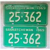 Image 2 : Matched pair of 1969, Saskatchewan license plates, with envelope