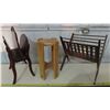 Image 1 : 2 wooden newspaper & Magazine racks & 1 wooden flower pot stand