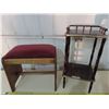 Image 1 : Sturdy Wooden & Cushioned bench + Wooden decorative corner stand