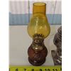 Image 2 : Antique mini Amber bead glass oil lamp & Small Metal storage Urn