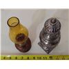 Image 3 : Antique mini Amber bead glass oil lamp & Small Metal storage Urn