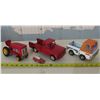 Image 1 : 2 metal trucks (1 is "buddy L"), 2 metal tractor & 1 small car