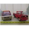 Image 4 : 2 metal trucks (1 is "buddy L"), 2 metal tractor & 1 small car