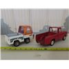 Image 7 : 2 metal trucks (1 is "buddy L"), 2 metal tractor & 1 small car