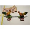 Image 2 : Antique Germany cock-fight tin toy working wing-up with box