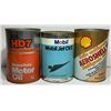 Image 1 : Three Full Oil Tins Mobil/Co-op/Aero Shell