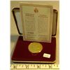 Image 1 : The 1984 Official Medal of the Canadian Papal Visit by Pope John Paul II. Gold Plated. Medal has bee