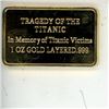 Image 2 : April 15th, 1912 Titanic "Tragedy of the Titanic" in memory of Titanic Victims - 1 oz gold layered .