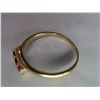 Image 3 : 10KT (F) gold ring with 3 stones (2 red, and 1 black/purple) - weight: 1.4 grams
