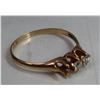 Image 1 : 14K gold ring with 2 diamonds - missing 3rd diamond (diamonds unverified) - weight: 1.6 grams