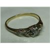 Image 1 : 14K gold band with 18K white gold accent and single diamond (diamond unverified) - weight: 1.5 grams